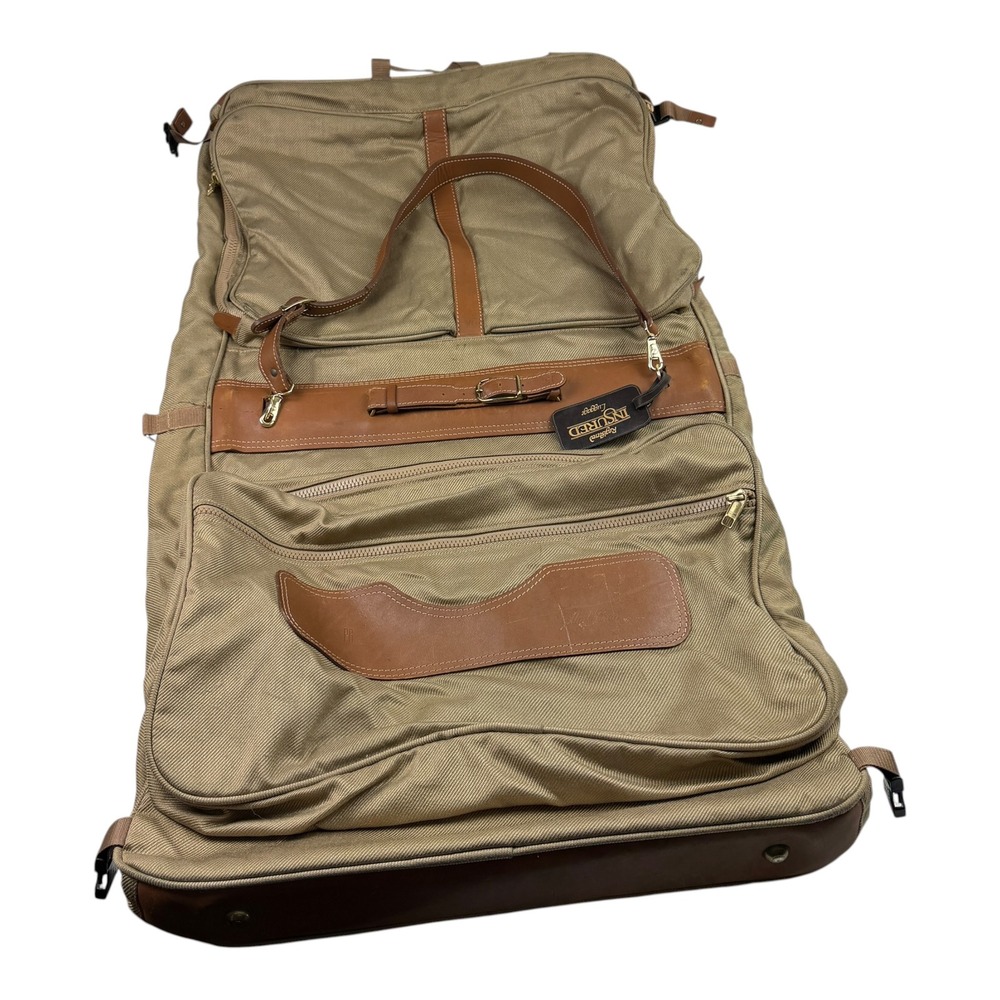 Mark Cross Vintage Canvas Leather Garment Bag Tan Brown Mens Suit Travel Luggage